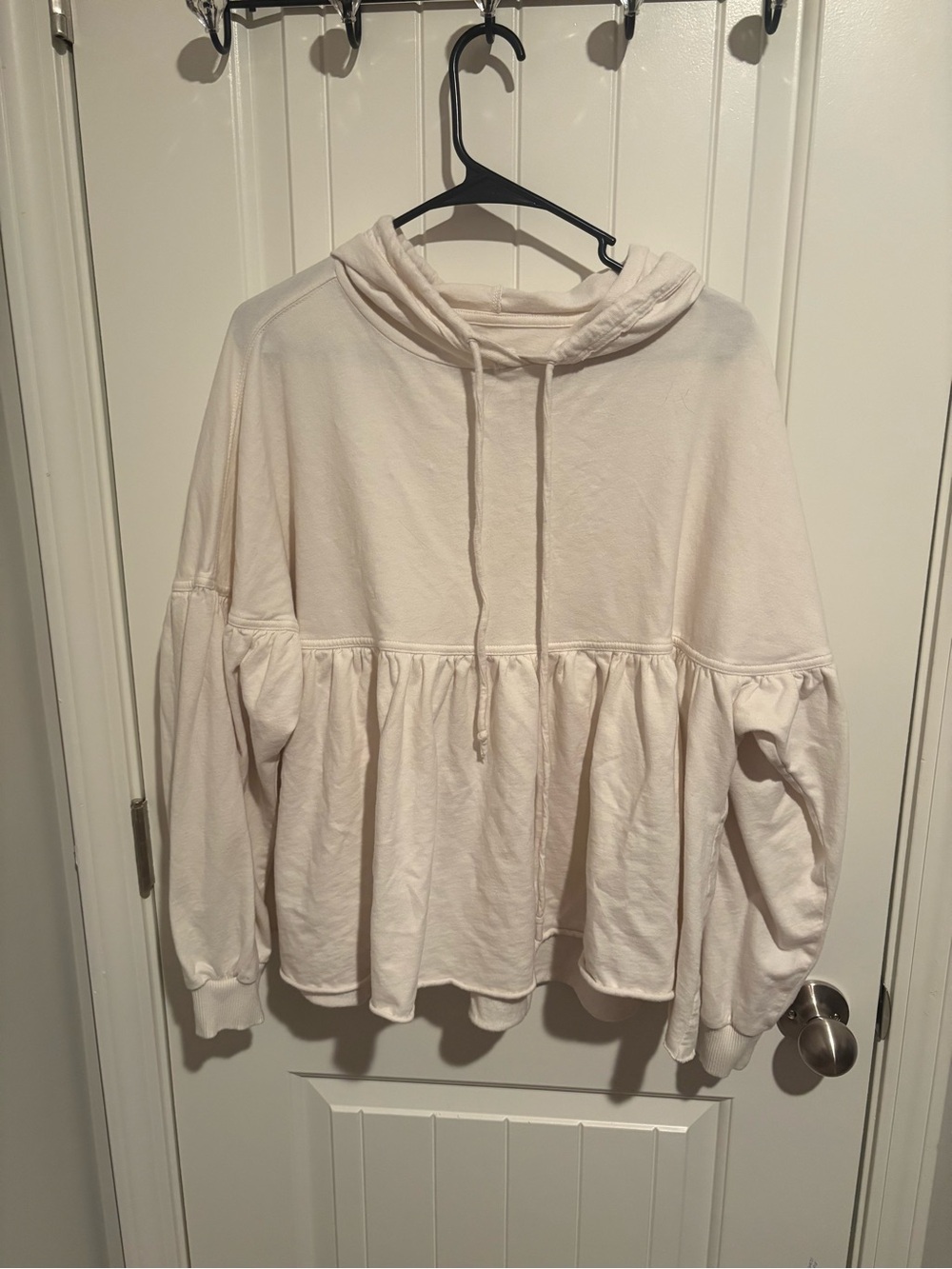 Relaxed Ivory Hoodie Peplum Top - Women